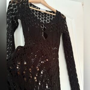 REVOLVE Long Sleeve Crochet Maxi Dress in Black - never worn